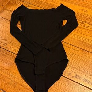 Madewell Black ribbed Off-Shoulder Top